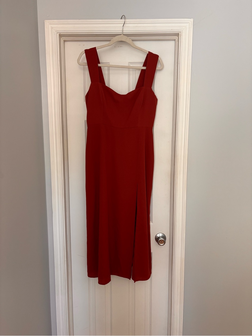 Park and Fifth Brick Red Sleeveless Midi Dress with side slit